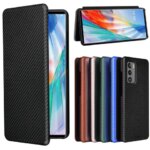 LG Wing Case Luxury Flip Carbon Fiber Skin Magnetic Adsorption Shockproof Case LG Wing 5G LGWing Protective Phone Bags (New)