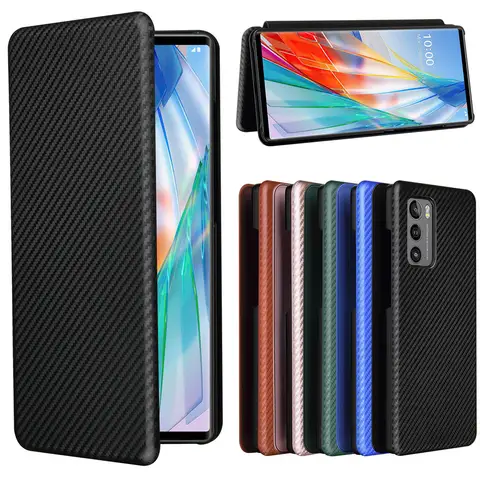 H0f23ea9333874ba9b72921fc7d2d4047s_480x480q75 LG Wing Case Luxury Flip Carbon Fiber Skin Magnetic Adsorption Shockproof Case LG Wing 5G LGWing Protective Phone Bags (New) - Image 1