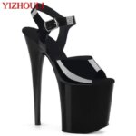 20 cm sexy transparent vamp heels 8 inch lacquered stiletto sandals/pole dancing model stage show sandals (New)