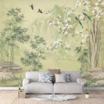 Custom Mural Wallpaper 3D Bamboo Forest Magnolia Flowers And Birds Classical Wall Painting Living Room Study Home Decor Frescoes (New)