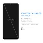 651 Black NEW Vivo Y20 V2029  Y20i V2027 V2032 LCD Display Touch Screen Digiziter Assembly vivo Y20s Lcds (New)
