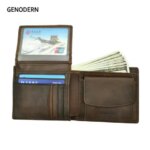 GENODERN Cow Leather Men Wallets with Coin Pocket Vintage Male Purse RFID Blocking Genuine Leather Men Wallet with Card Holders (New)