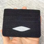 Authentic Real True Stingray Skin Unisex Women Men Ultrathin Card Bag Purse Genuine Exotic Leather Male Female 7pcs Card Holders (New)