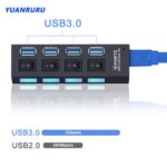 USB Hub 30 Hub USB 3 USB 20 Multi USB Splitter Power Adapter 4 7 Port Multiple Exper 20 with Switch PC Accessories (New)