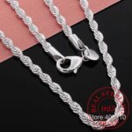 4mm Twisted Chain 925 Sterling Silver Necklace Pendant For Women Men Vintage Jewelry Hot Sale (New)