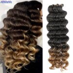 Water Deep Wave Hair Synthetic Crochet Braids Hair Hook Braids Curly Organic Hair Ombre For Black Women High Temperature Fiber (New)
