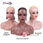 Beige Brown Two Colors Skin Mannequin Head With Shoulders Hat Glasses Wig Display Stand With Ear Holes Nunify Supply Female Head (New)