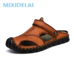 MIXIDELAI New Big Size 38-48 Genuine Leather Men Sandals Summer Quality Beach Slippers Casual Sneakers Outdoor Roman Beach Shoes (New)