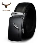 COWATHER 2021 cow genuine leather belts for men automatic alloy buckle black brown color cz035 (New)