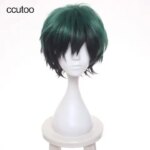 ccutoo 30cm Green Black Mix Short Shaggy Layered Fluffy Synthetic Hair Izuku Midoriya Cosplay Wig (New)