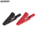 OOTDTY 2 Pcs Insulated Alligator Clip 2mm Banana Female Adapter Meter Test Probe Black Red (New)
