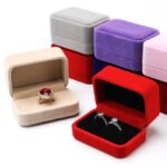 Velvet Ring Box Couple Double Ring Earrings Display Holder Case Proposal Engagement Wedding Marriage Anniversary Jewelry Packing (New)
