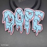 Blue Words Dope Iron On Full Embroidered Clothes Patches For Clothing Stickers Garment Wholesale (New)