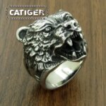 Punk 316L Stainless Steel Bear Animal Ring For Man Silver Color Golden Brown Bear Head Ring Jewelry (New)
