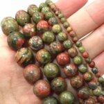 Natural Unakite Stone Round Spacer Beads For Jewelry Making Charm DIY Bracelets Necklace Accessories 2 3 4 6 8 10 12mm (New)