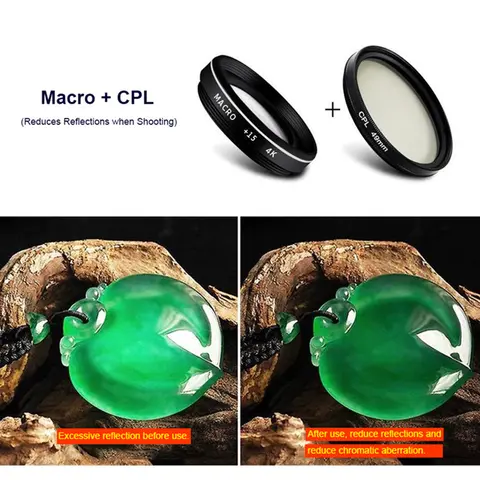 Hd31bd1ace5e2493c9d9ef3401789f63cE_480x480q75 37mm CPL Star Filter Cell Phone Mobile Camera Lens Polarizer Filters Universal Clip 15X Macro Lens Smartphone Accessories Set (New) - Image 1