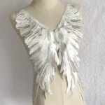 1 Pair White Embroidered Wing Patch Fabric Venice Lace Applique DIY Costume Dress Party Decoration Sewing Repair (New)