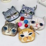 Cute Mini Coin Purse Animal Face Cartoon Cat Dog Bag Plush Zipper Children Girls Wallet Card Key Holder Handbag Bag Headset Bag (New)