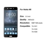 55 Original LCD Display Nokia 6 TA-1021 TA-1025 TA-1033 LCD Display Touch Screen Digitizer Replacement Nokia N6 LCD (New)