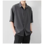 Premium Men Ice Silk Shirt Spring Summer Thin Luxury