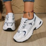 Womens Breathable Mesh Sports Shoe Are Lightweight Comfortable Low Tie Casual Running Round Toe Sports Shoes for Outdoor Hiking (New)