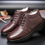 Genuine leather Men boots Super warm ankle boots for men wool snow boots dress shoes winter shoes men casual shoes 2024 (New)