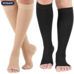 1Pair Sports Calf Compression Socks 20-30 MmHg Knee High Support Stockings Open Toe for Pregnancy Varicose Veins Running (New)