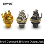 2Pcs SAPHUE Multi-Contact 6.35 Mono Output Jack 1/4 Jack Double Positive Tips and Double Tension Grounds for Optimal Signal Tone (New)