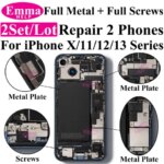 2set Full Inside Small Metal Holder Bracket Shield Plate Set Full Screws For iPhone 11 12 13 Pro Max X XS XR Repair Assessories (New)