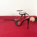New 12cm Minimalist Ultra-fine Straight Strap High-heeled Shoes with Sexy Ankle Straps Plus Size Slim Heel Bed Sandals Womens (New)