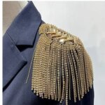 Hand Beaded British Retro Punk Style Metal Fringe Epaulette Costume Jewelry Accessories (New)