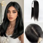 Womens 12x13cm Silk Top Hair Toppers 150% Density Remy Real Human Silk Base Natural Toupee Cover with Clip for Hair Loss (New)