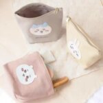 Cute Chiikawa Cartoon Canvas Makeup Bag Kawaii Anime Embroidered Zipper Pouch Cosmetic Organizer Bag (New)