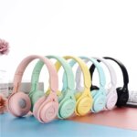 Macaron Headphones Kids Wireless Bluetooth Headphone Stereo Headband Gaming Headset with Mic Gamer Girl Gift for Mobile Tablet (New)