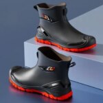 Spring Autumn Cooking Work Ankle Mens Rain Boots Low-heel Waterproof Resistant Fishing Water Plastic Rubber 2025 Mud Male Shoes (New)