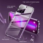 Double Sided HD Glass Metal Frame Case iPhone17 16 15 14 13 12 11 Pro Max Shockproof Lock Catch Cover Camera Lens Protection (New)