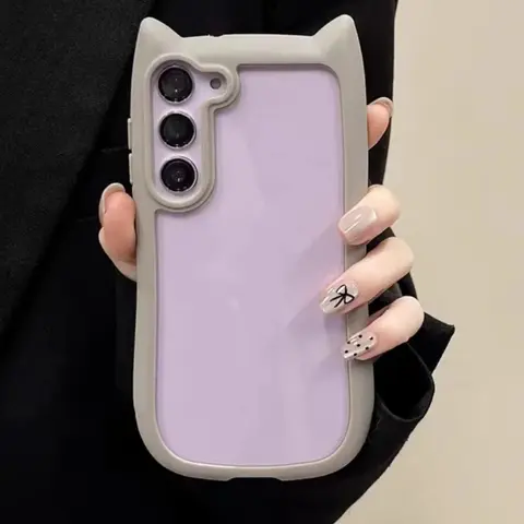 S07877098683d4aaea0d138194f84f275m_480x480q75 Cute Cat Ears Transparent Case Samsung Galaxy S26 Ultra S25 S24 S23 Cy Soft Silicone Bumper Clear Shockproof Case Cover (New) - Image 1