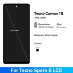 Display Tecno Camon 18 CH6 CH6n LCD Display Touch Screen Digitizer Assembly replacement part Camon18 Screen Replacement (New)