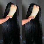 Soft Hair Straight Black Color Synthetic 13X4 HD Lace Frontal Wig For Black Women Prepucked Bleach Knots Glueless Wig Daily (New)