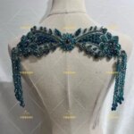 Handmade beading tassel crystal diamond chain appliqué wedding dress patch hijab costume (New)