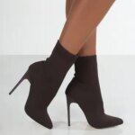 Women Boots Short High Heels Shoes For Women Autumn Winter Botas Mujer Knitted Ankle Boots Black Sock Women Heels Boots Female (New)