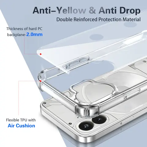 S0a2f719df5f642a9ac60802150741767j_480x480q75 Nothing Phone 2 A065 Case Air Cushion Shockproof Silicone Bumper Clear Hard Back Cover Phone Case Nothing Phone 2 Two A065 (New) - Image 1