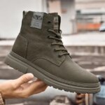 Italian Mens Genuine Leather Boots Fashion Outdoor Boots High Quality Casual Ankle Boots Antiskid Comfort Winter Platform Boots (New)