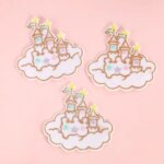 2PCS Embroidered Sky Cloud Castle Cartoon Patch Iron on Patches for Clothes DIY Apparel Sewing Supplies Cute Princess Decor (New)