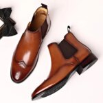 Brand Mens Chelsea Boots Genuine Cow Leather Handmade Boot Shoes Work Shoes For Formal Dress Wedding Business Party New (New)