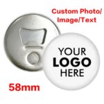 Customized Magnetic Tinplate Badge Bottle Opener Personalized Logo Image Text Custom Gift Friend Outdoor Party Wedding Wholesale (New)
