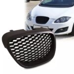 Black Front Honeycomb Grill Matte Black Bumper Mesh Grill Compatible with Seat Leon MK2 1P 2006-2009 (New)
