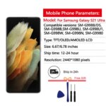 New AMOLED Display For Samsung Galaxy S21 Ultra 5G SM-G9980 G998B LCD Display Touch Screen Digitizer Assembly Screen Replacement (New)