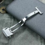 Watch Buckle Replace for SEIKO Premier Stainless Steel Spring Deployant Butterfly Buckle Polished Silver Button Watch Clasp 18mm (New)