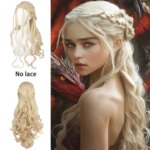 Daenerys Targaryen Cosplay Wig 13×4HD Front Lace Synthesis Hair Song Of Ice And Fire Halloween Carnival Party Long Curly Hair (New)
